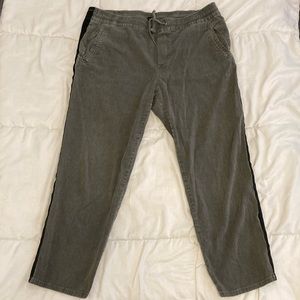 James Perse Drawstring Pants Women’s Black Side Strip Cotton/Linen Gray Size4 XL